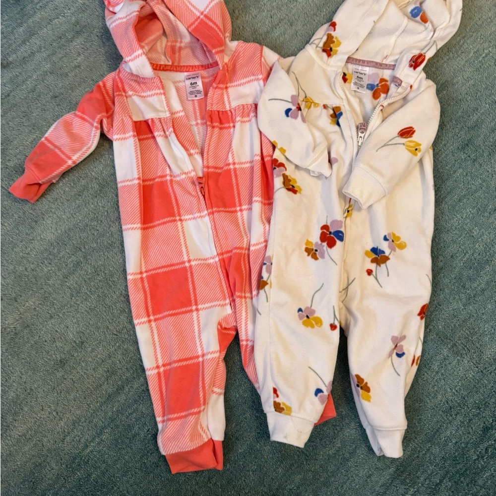 Kids One Piece Set - Pink Plaid and Floral Romper Set